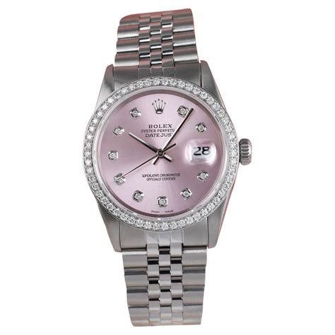 rolex pink face diamond bezel.